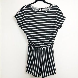 See You Monday Black & White Short Sleeve Romper L